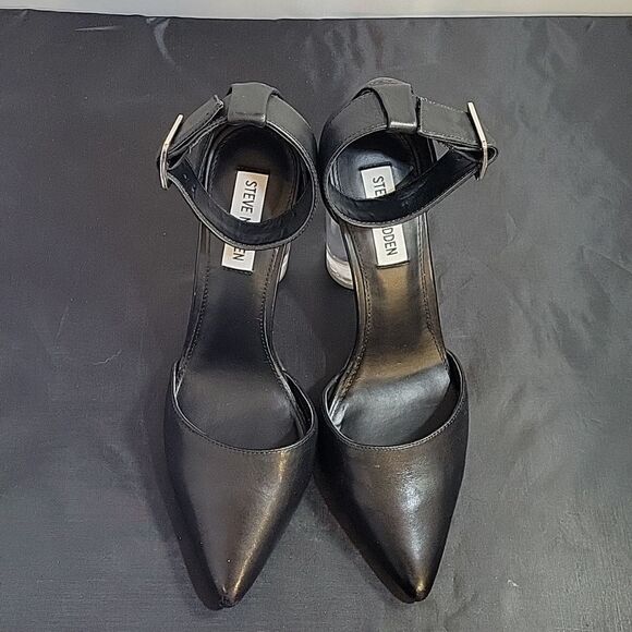 STEVE MADDEN MARGOT ANKLE STRAP CLEAR HEEL POINTED TOE WOMEN"S SHOE - Picture 2 of 15